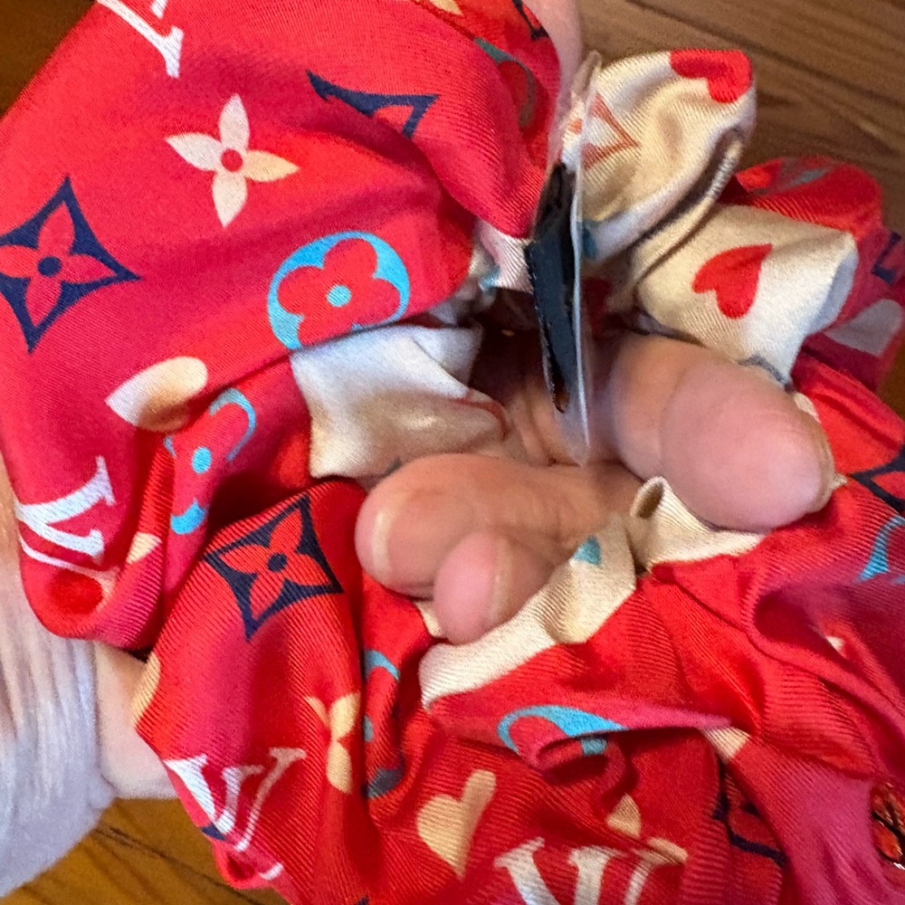 Louis Vuitton Red and Blue Silk Scarf - Picture 10 of 11